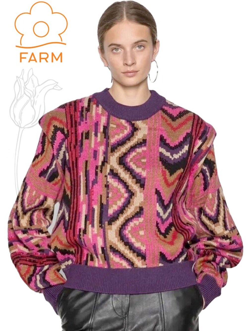 FARM Rio Multicolor Crew Neck Sweater